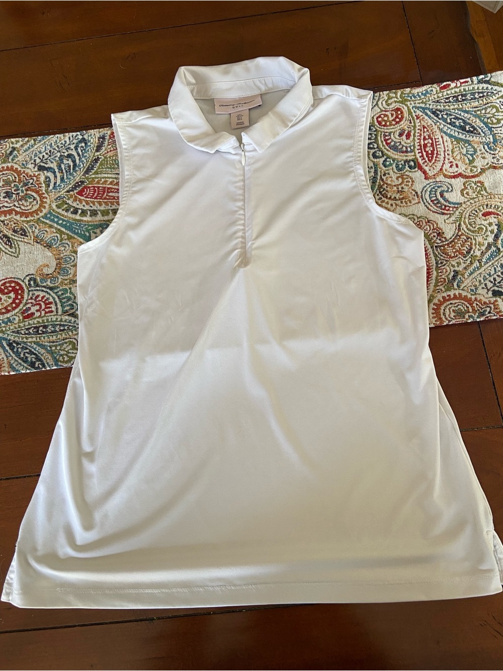 Tommy Bahama Golf White Polo Collar Top